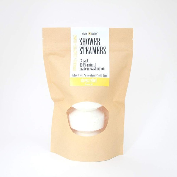 Shower Steamers 'Stress Relief!' (Lemongrass+Orange+Eucalyptus) 100% Natural Handmade In U.S.A.