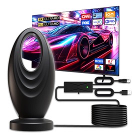 2025 HD Digital TV Antenna - 1800+ Miles, 4K & 1080P, Signal Booster, Easy Setup, Free Local Channels for Home, RV, Camping, Outdoor & Indoor (32ft Cable, Black)