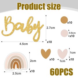 60 Pcs Baby Shower Confetti – Gold and Neutral Table Scatter Decorations – Cute Baby Footprints, Rattles, and Stars – Perfect for Baby Showers, Gender Reveal Parties, and Newborn Celebrations