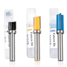 3 x 8 mm Shank Flush Cutter 8 mm Shank Router for Woodworking, Top/Bottom Bearing Flush Trim Bit