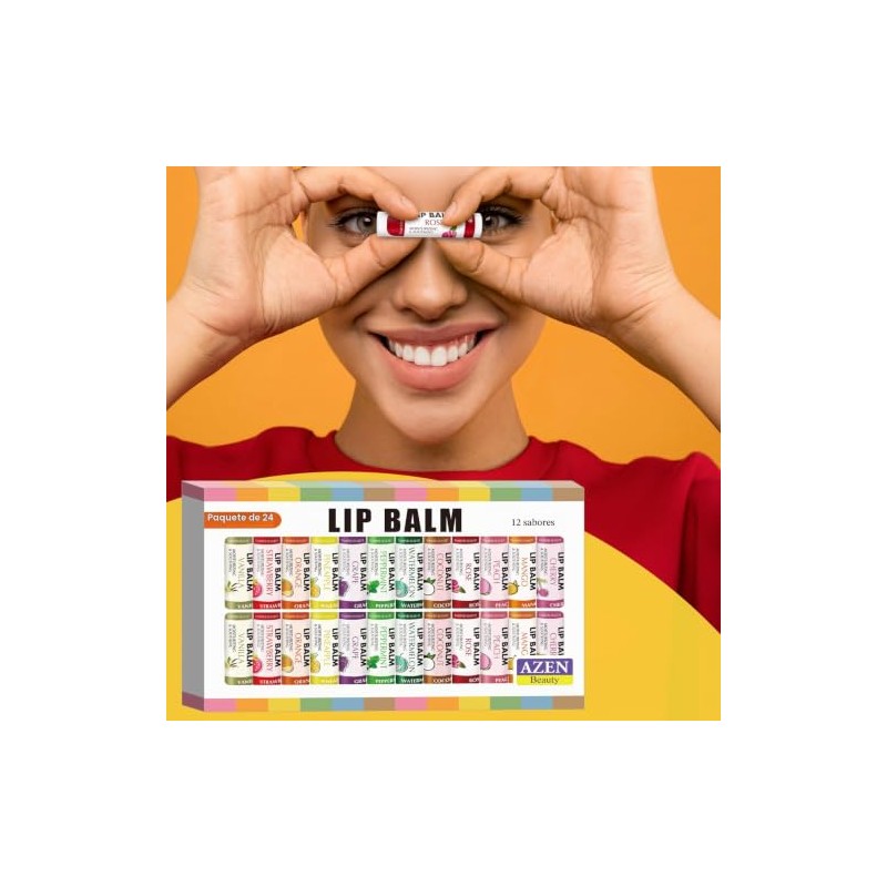 AZEN- Paquete de 24 bálsamos labiales, bálsamo labial natural a