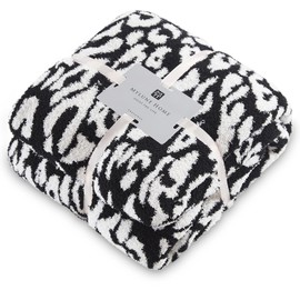 MH MYLUNE HOME Ultra Soft Leopard Throw Blanket (50x60 inches) Microfiber Blanket Plush Warm Reversible Cheetah Blanket Leopard Pattern Throw for Couch Bed Sofa - Black and White, 50"x60"