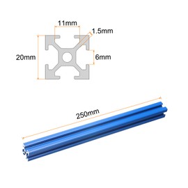 uxcell 2 Pcs t Slot 2020 Aluminum Extrusion Profile 250mm 10 inch, European Standard Anodized Blue Linear Rail Extrusion Frame for 3D Printer, CNC Machine