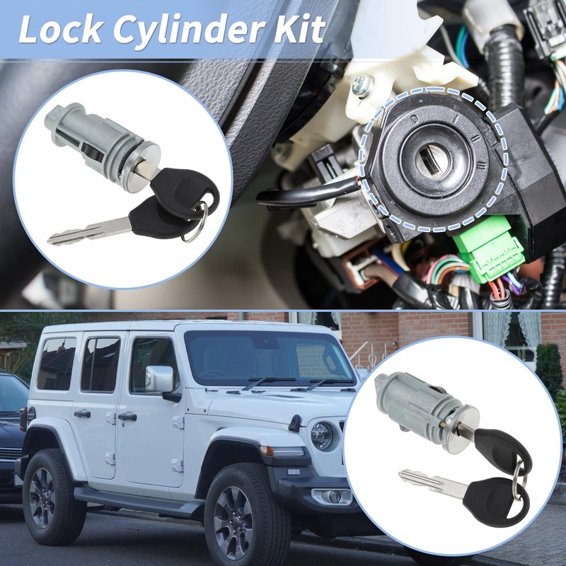PARSKILO No.5003843AB/5003843AA Ignition Lock Cylinder and Door Lock for Jeep