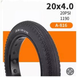 Arisun 20x4 arisun 60 tpi 20 psi for ebike - no tube