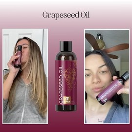 Pure Grapeseed Oil for Hair, Face  Acne - Cold Pressed  100 Pure for Highest Efficacy - Great Massage Oil Base - Use to Prevent Aging  Wrinkles - 4...