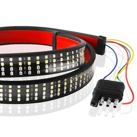 LED Truck Tailgate Light Bar, KaiDengZhe 48 Inch Quad Row Tail Light Bar 5 Function Red Brake White Backup Reverse Red Turn Signal Strobe Light for Pickup SUV RV Van Dodge Ram No Drill Install