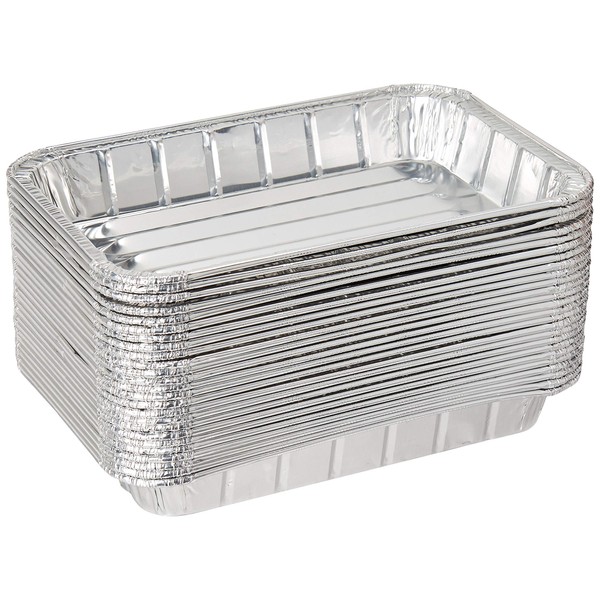 DCS Deals Pack of 25 Disposable Aluminum Foil Toaster Oven Pans - Mini Broiler Pans | BPA Free | Perfect for Small Cakes or Personal Quiche | Standard Size - 8 1/2" x 6"