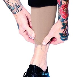 Tat2X Ink Armor Premium Calf Tattoo Cover Up Sleeve - No Slip Gripper - U.S. Made - Suntan - ML (one sleeve)