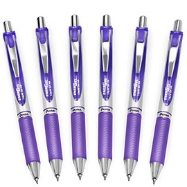 Pentel EnerGel XM BL77 - Retractable Liquid Gel Ink Pen - 0.7mm - 54% Recycled - Lilac - Pack of 6