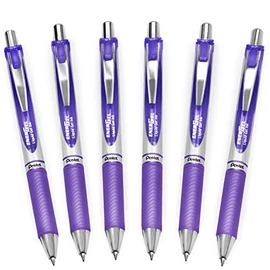 Pentel EnerGel XM BL77 - Retractable Liquid Gel Ink Pen - 0.7mm - 54% Recycled - Lilac - Pack of 6