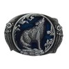 Unbekannt Howling Wolf Blue Background Belt Buckle Pewter, gray