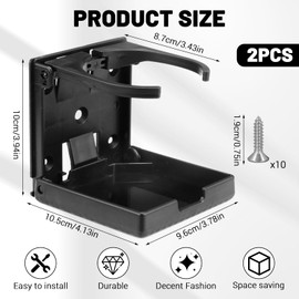 2PCS Folding Cup Holder, Adjustable Car Cup Holders, Cup Holder Fits Cups Within 100mm Diameter, Multifunctional Boat Cup Holders, Boat Accessories (Black)