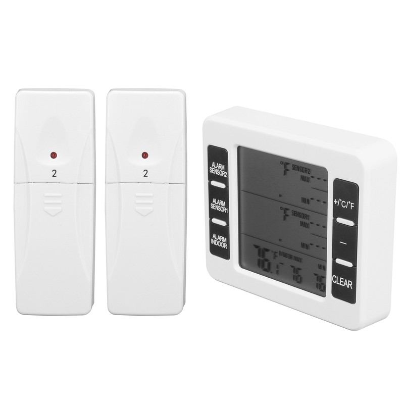 Refrigerator Thermometer Wireless Sensor Temperature Monitor with Audible Alarm for