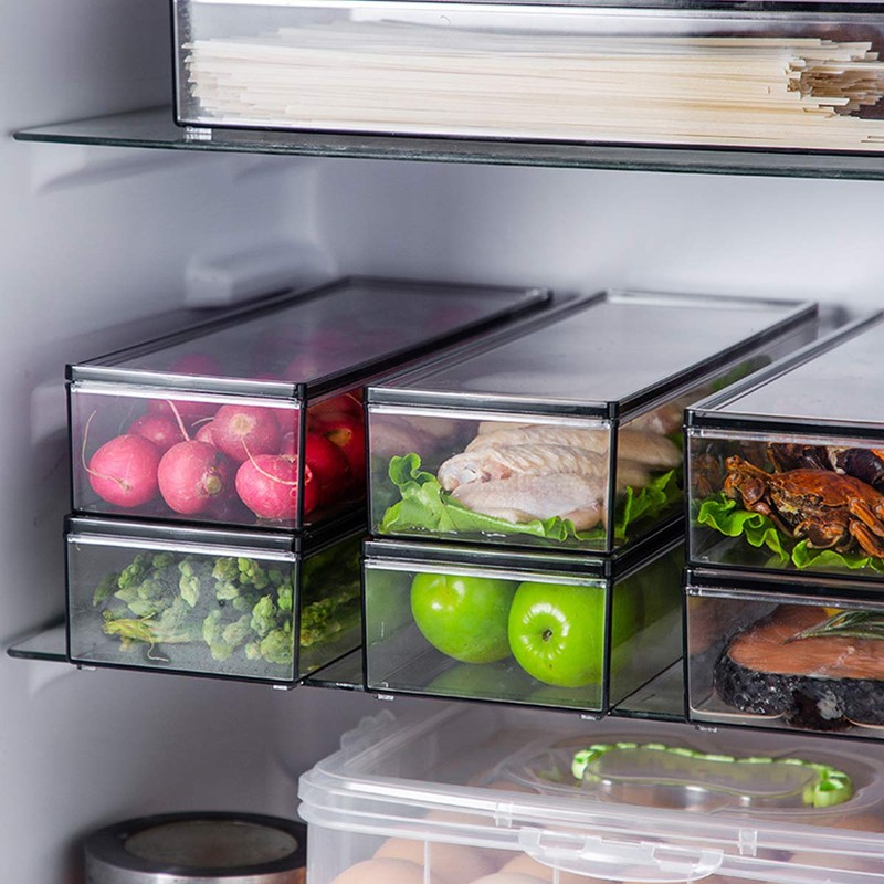 AIYoo Transparent Flatware Tray Kitchen Drawer Organizer With Lid -