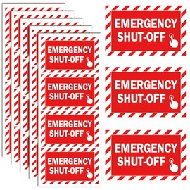 20 Pcs Emergency Shut Off Sign Emergency Stop Stickers 1 x 2 inch Red White Shut Off Valve Sign for Powered Machinery and Electricity Special Equipment Industrial Production