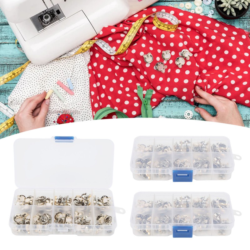 3 Boxes 150pcs Brooch Buttons White Rabbit Head Shape Detachable