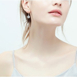 KristLand Moonlight Collection 925 Silver Drop Earrings Prong Created White Opal Hook Earrings 9MM Pendant for Women Girlfriend Wife Daughter Gift Box White Opal