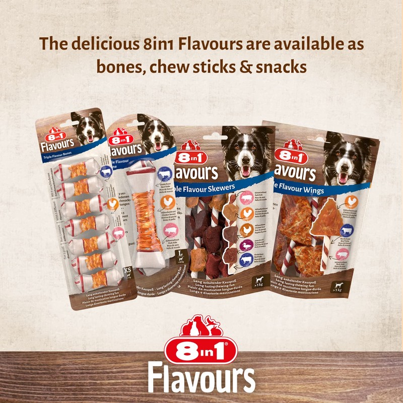 8in1 Triple Flavour Bone M - chewy dog bone with