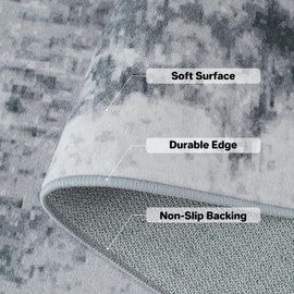 Xfrog Abstract Area Rug Modern Washable Small Rug Entryway Rug for Living Room Soft Short Pile Floor Carpet Door Mat Non Slip Grey Rug for Entrance Kitchen Bathroom Hall 60x110CM