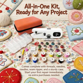 Handheld Sewing Machine for Adults, Complete Sewing Kit for Beginners, USB-C Fast Charging, 3 Adjustable Speeds, Featuring Smart LCD Display, 33 Accessories for Home DIY and Fabric Repair