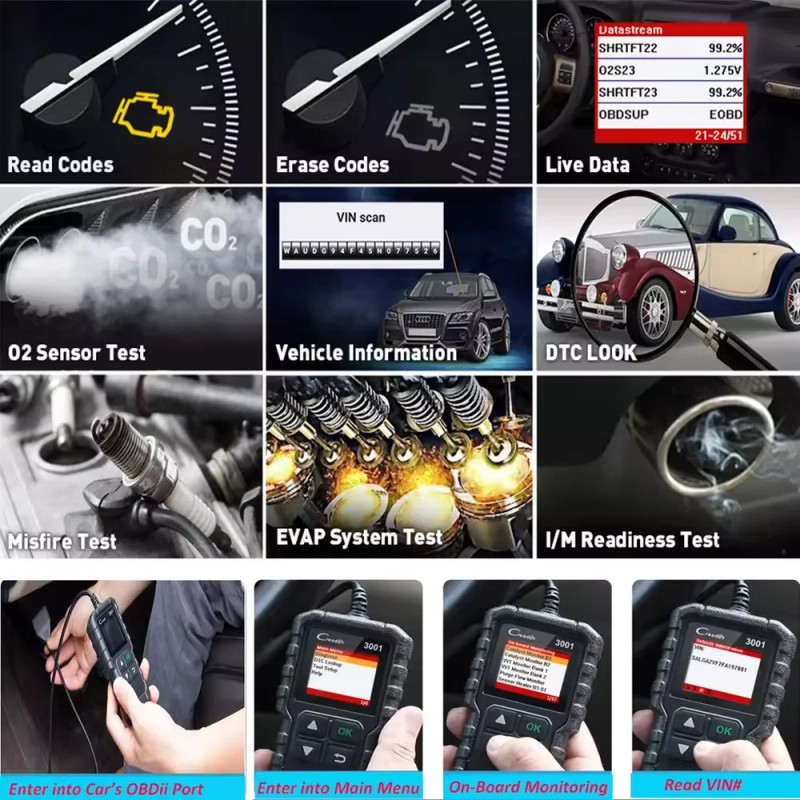 LAUNCH CR3001 OBD2 Car Code Creader Elite Engine Fault Mode