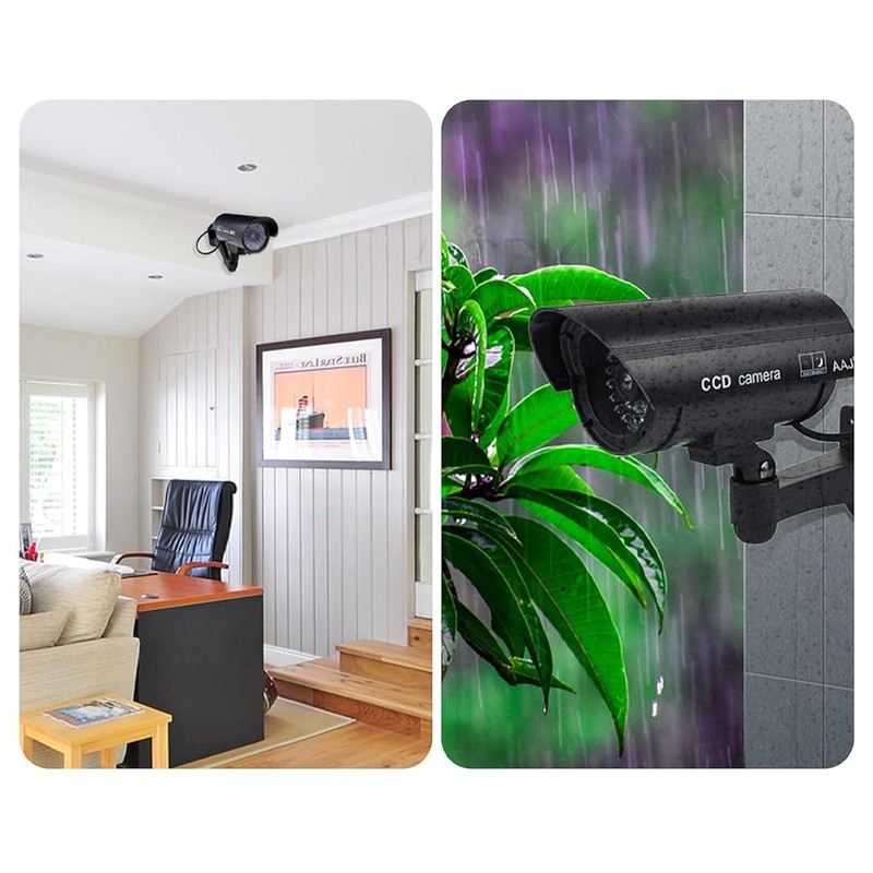 Laroal 2pcs Simulation Camera Waterproof Bullet Shape Black Simulation Security