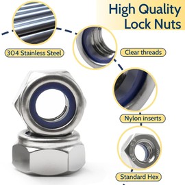 Hmevsafinect Nylon Insert Locknuts,150 Pack M3 x 0.5mm 304 Stainless Steel A2-70 Lock Nuts,Standard Metric Thread Nylock Nuts for Bolts (M3-150 Pack)