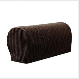 Arm Rest Covers Arm Slipcovers Stretch Armchair Arm Covers Soft Polyester Arm Caps Non Slip Furniture Protector for Chair, Sofa, Couch Pack of 4 (Dark Coffee)