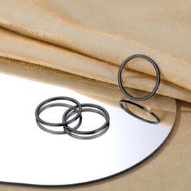 Bestyle Set of 3 Rings for Women, 1 mm Thin Finger Ring, Stainless Steel, Stackable Thumb Ring, Silver, Gold, Rose Gold, Black, Ring Size 48-62, Stainless Steel