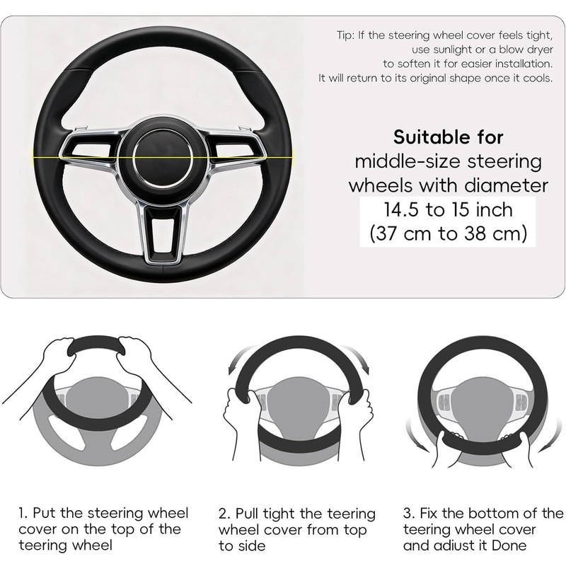 Cow Print Steering Wheel Cover, Universal 15 Inch Cute Steering