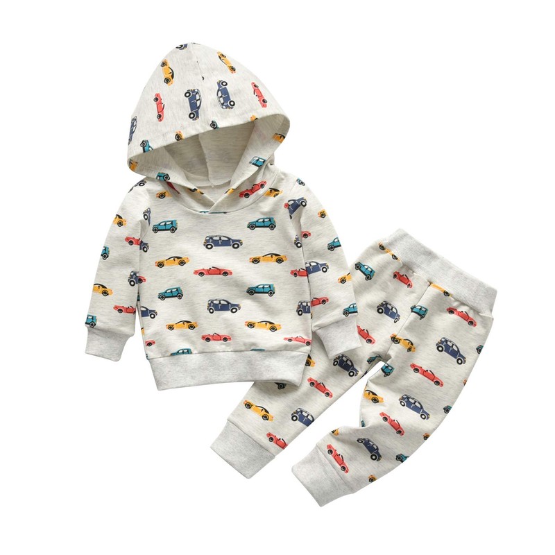 Toddler Infant Baby Boy Clothes Car Long Sleeve Hoodie Tops