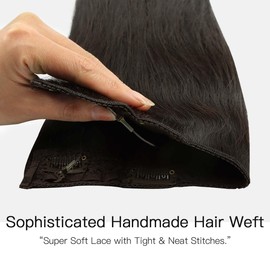 hotbanana Wire Hair Extensions, 20 inch 110g Dark Brown Fish Line Hair Extensions Real Human Hair Straight Invisible Remy Hair Human Extension