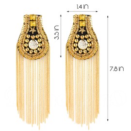 Framendino, 4 Pack Metal Gold Fringe Shoulder Tassel Pads Punk Epaulet with Pins for Uniform Accessories Jacket Suit (Gold)