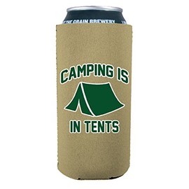 Camping Is In Tents 16 oz. Can Coolie (Khaki)