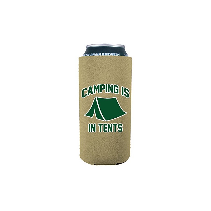 Camping Is In Tents 16 oz. Can Coolie (Khaki)