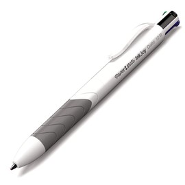 12 x Papermate InkJoy Quatro Retractable Ballpoint pens, 1.0mm Medium Point, White/Grey - Loose in Plain Packaging