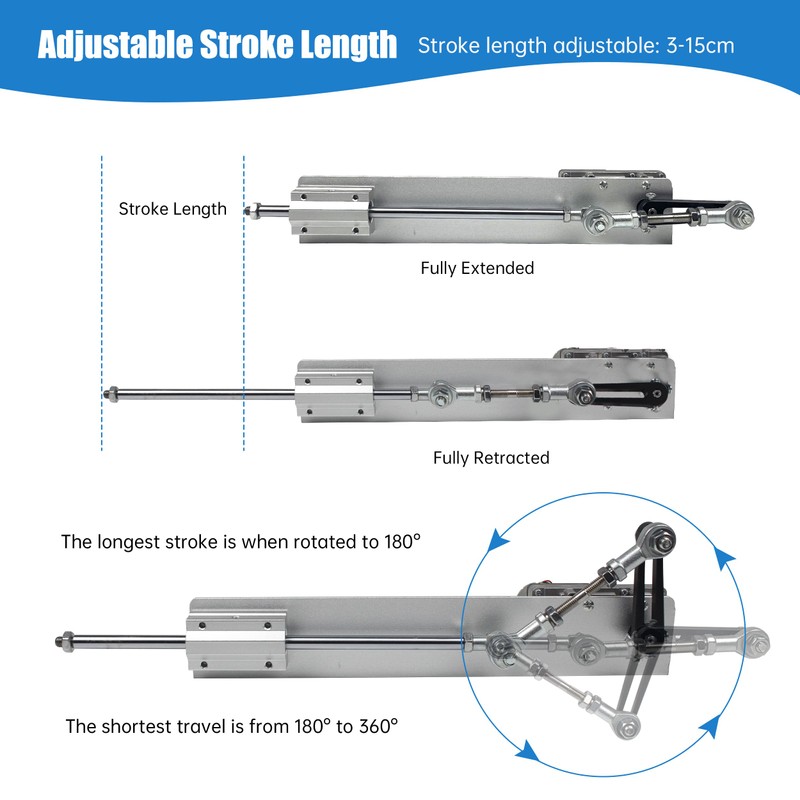 Reciprocating Cycle Linear Actuator Stroke 3cm-15cm, DC 24V 120RPM,Adjustable Telescopic