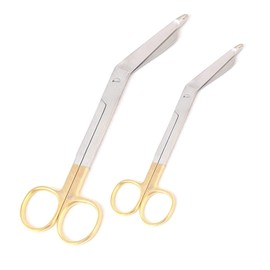 Set of 2 Premium O.R Grade Gold Handle SUPERCUT Lister Bandage Scissors 3.5" + 7.25" with ONE Serrated Blade (PC Brand)