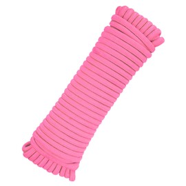 MECCANIXITY 3/8 Inch 90 Feet Polypropylene Rope,Solid Braided Utility Rope All Purpose Boat Marine Cord for Camping,Flag Pole,Clothesline,Outdoor,Pink