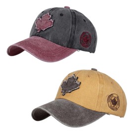 Winzik Canada Hat, 2-Pack Maple Leafs Caps, Canadian Souvenirs, Adjustable Golf Baseball Caps for Men Women (Adult, Canada Hat 2pk-5)