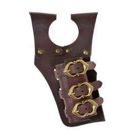 Pera Peris Medieval Style Adjustable Sword Holder with 3 Leather Buckles for Swords and Axes (Brown)