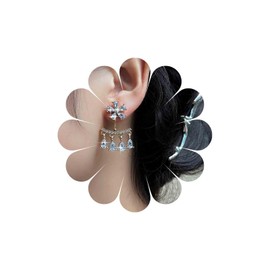 Inateannal Vintage Crystal Flower Ear Jacket Earrings Rhinestone Ear Climber Earrings Teardrop Crystal Dangle Earrings Cz Flower Front Back Earrings Jewelry for Women and Girls