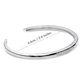 BERRICLE Sterling Silver Cubic Zirconia CZ Statement Fashion Cuff Bracelet for Women, Rhodium Plated