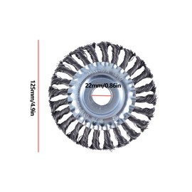 GIVIHGETI Set of 2 Round Brushes Diameter 125 x 22 mm for Angle Grinders, Braided Steel Brush, Disc Brush, Steel Brush with Braided Wire Bristles for Angle Grinders, Cleaning and Grinding