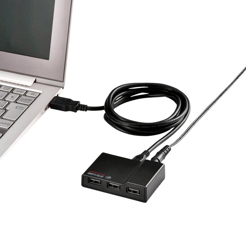 Buffalo BSH4AE12WH 4-Port Self Power Hub with Power Interlocking Power