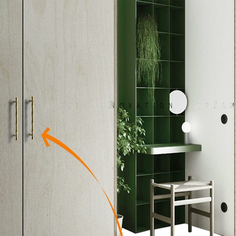 AchNau 10pcs Cabinet Handles Hole Centers 3-3/4", Bamboo Shape Kitchen