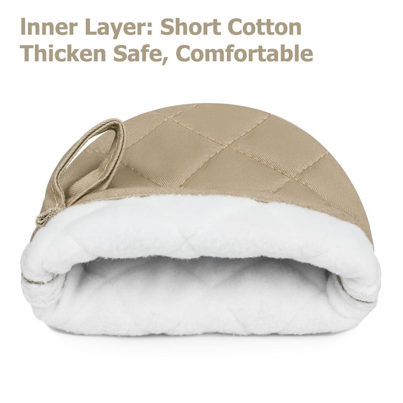 TOPSKY 2-Pack Short Oven Mitts, 7-Inch Heat Resistant Cotton Twill