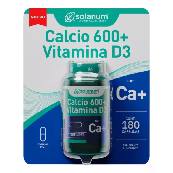 Solanum Calcio 600 + Vitamina D3 180 Caps