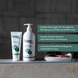 boep med Wash Gel, pH Neutral Wash Gel for Face and Body, Mild Cleansing for Problem Skin such as Neurodermatitis and Rosacea, Very Dry & Itchy Skin, Certified Natural Cosmetics (500 ml)